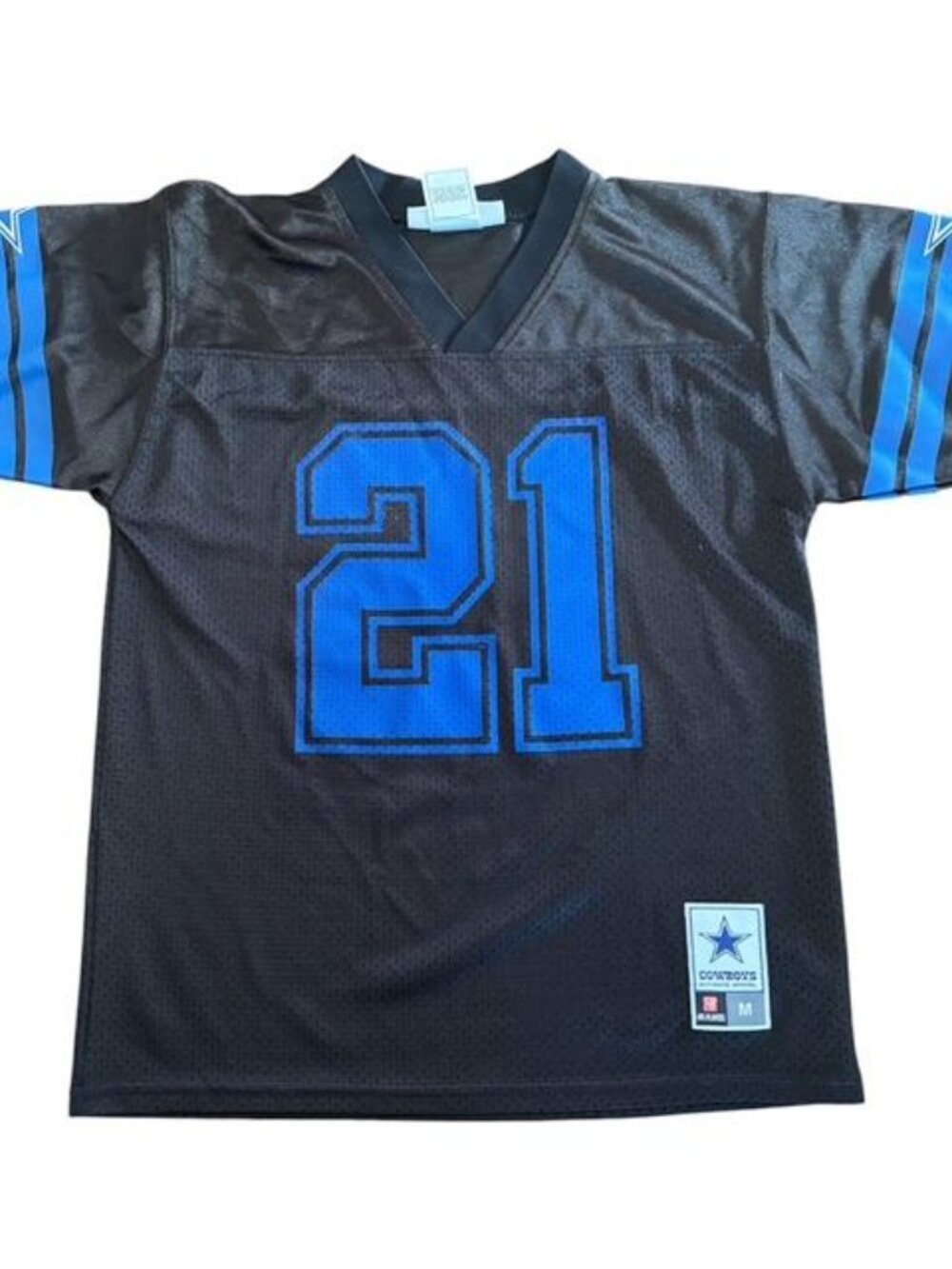 Dallas Cowboys Authentic Black & Blue Jersey 21 Ezekiel Elliott Youth Medium